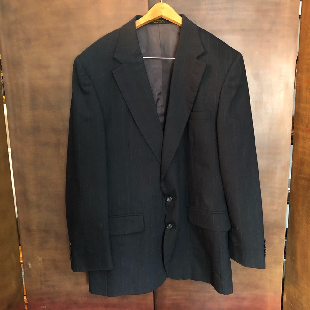 Executive Collection Striped Blazer, Black, 42L